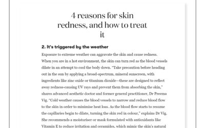 Vogue India – 4 reasons for skin redness and how to treat it